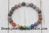 CGB6244 8mm wooden jasper 7 chakra beaded mala stretchy bracelets