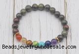 CGB6245 8mm dragon blood jasper 7 chakra beaded mala stretchy bracelets