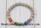 CGB6248 8mm serpentine jasper 7 chakra beaded mala stretchy bracelets