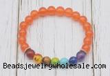 CGB6255 8mm candy jade 7 chakra beaded mala stretchy bracelets