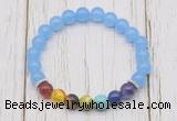 CGB6258 8mm candy jade 7 chakra beaded mala stretchy bracelets