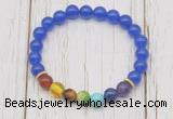 CGB6260 8mm candy jade 7 chakra beaded mala stretchy bracelets