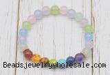 CGB6263 8mm colorful candy jade 7 chakra beaded mala stretchy bracelets