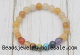 CGB6267 8mm yellow aventurine 7 chakra beaded mala stretchy bracelets