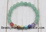 CGB6268 8mm green aventurine 7 chakra beaded mala stretchy bracelets