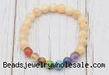 CGB6269 8mm honey jade 7 chakra beaded mala stretchy bracelets