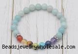 CGB6271 8mm amazonite 7 chakra beaded mala stretchy bracelets