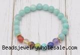 CGB6272 8mm peru amazonite 7 chakra beaded mala stretchy bracelets