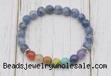 CGB6277 8mm blue spot stone 7 chakra beaded mala stretchy bracelets