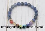 CGB6278 8mm sodalite 7 chakra beaded mala stretchy bracelets