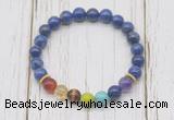 CGB6280 8mm lapis lazuli 7 chakra beaded mala stretchy bracelets