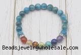 CGB6281 8mm apatite 7 chakra beaded mala stretchy bracelets