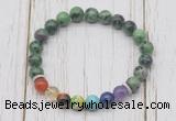 CGB6283 8mm ruby zoisite 7 chakra beaded mala stretchy bracelets