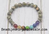 CGB6284 8mm rhyolite 7 chakra beaded mala stretchy bracelets