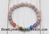 CGB6287 8mm lepidolite 7 chakra beaded mala stretchy bracelets