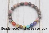 CGB6288 8mm rhodonite 7 chakra beaded mala stretchy bracelets