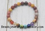 CGB6289 8mm mookaite 7 chakra beaded mala stretchy bracelets