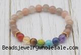 CGB6318 8mm rainbow moonstone 7 chakra beaded mala stretchy bracelets