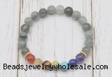 CGB6321 8mm seaweed quartz 7 chakra beaded mala stretchy bracelets