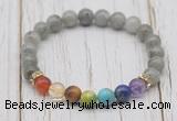 CGB6323 8mm labradorite 7 chakra beaded mala stretchy bracelets