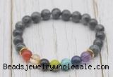 CGB6325 8mm black labradorite 7 chakra beaded mala stretchy bracelets