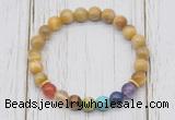 CGB6328 8mm golden tiger eye 7 chakra beaded mala stretchy bracelets