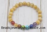 CGB6329 8mm golden tiger eye 7 chakra beaded mala stretchy bracelets