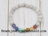 CGB6350 8mm white crazy lace agate 7 chakra beaded mala stretchy bracelets