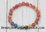 CGB6352 8mm red banded agate 7 chakra beaded mala stretchy bracelets