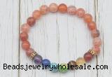 CGB6353 8mm fire agate 7 chakra beaded mala stretchy bracelets