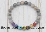 CGB6355 8mm silver needle agate 7 chakra beaded mala stretchy bracelets