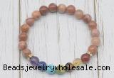 CGB6360 8mm wooden jasper 7 chakra beaded mala stretchy bracelets