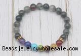 CGB6363 8mm blood jasper 7 chakra beaded mala stretchy bracelets