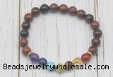 CGB6365 8mm mahogany obsidian 7 chakra beaded mala stretchy bracelets