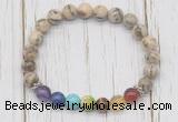 CGB6366 8mm feldspar 7 chakra beaded mala stretchy bracelets