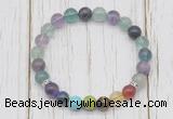 CGB6374 8mm fluorite 7 chakra beaded mala stretchy bracelets