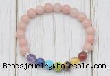 CGB6378 8mm Chinese pink opal 7 chakra beaded mala stretchy bracelets