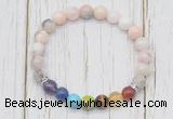 CGB6379 8mm natural pink opal 7 chakra beaded mala stretchy bracelets