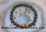 CGB6400 8mm round black lava & yellow tiger eye beaded bracelets