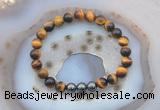 CGB6403 8mm round yellow tiger eye & hematite beaded bracelets