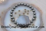 CGB6404 8mm round hematite & black lava beaded bracelets