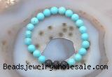 CGB6408 8mm round blue howlite & black lava beaded bracelets