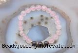 CGB6422 8mm round rose quartz & garnet beaded bracelets