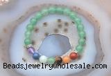 CGB6429 8mm round green aventurine 7 chakra beads bracelet wholesale