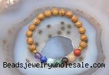 CGB6433 8mm round wooden jasper 7 chakra beads bracelet wholesale