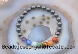 CGB6435 8mm round hematite 7 chakra beads bracelet wholesale