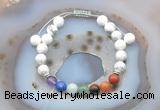 CGB6441 8mm round white howlite 7 chakra beads adjustable bracelets