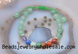 CGB6443 8mm round green aventurine 7 chakra beads adjustable bracelets