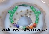 CGB6444 8mm round green agate 7 chakra beads adjustable bracelets