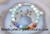 CGB6445 8mm round amazonite 7 chakra beads adjustable bracelets